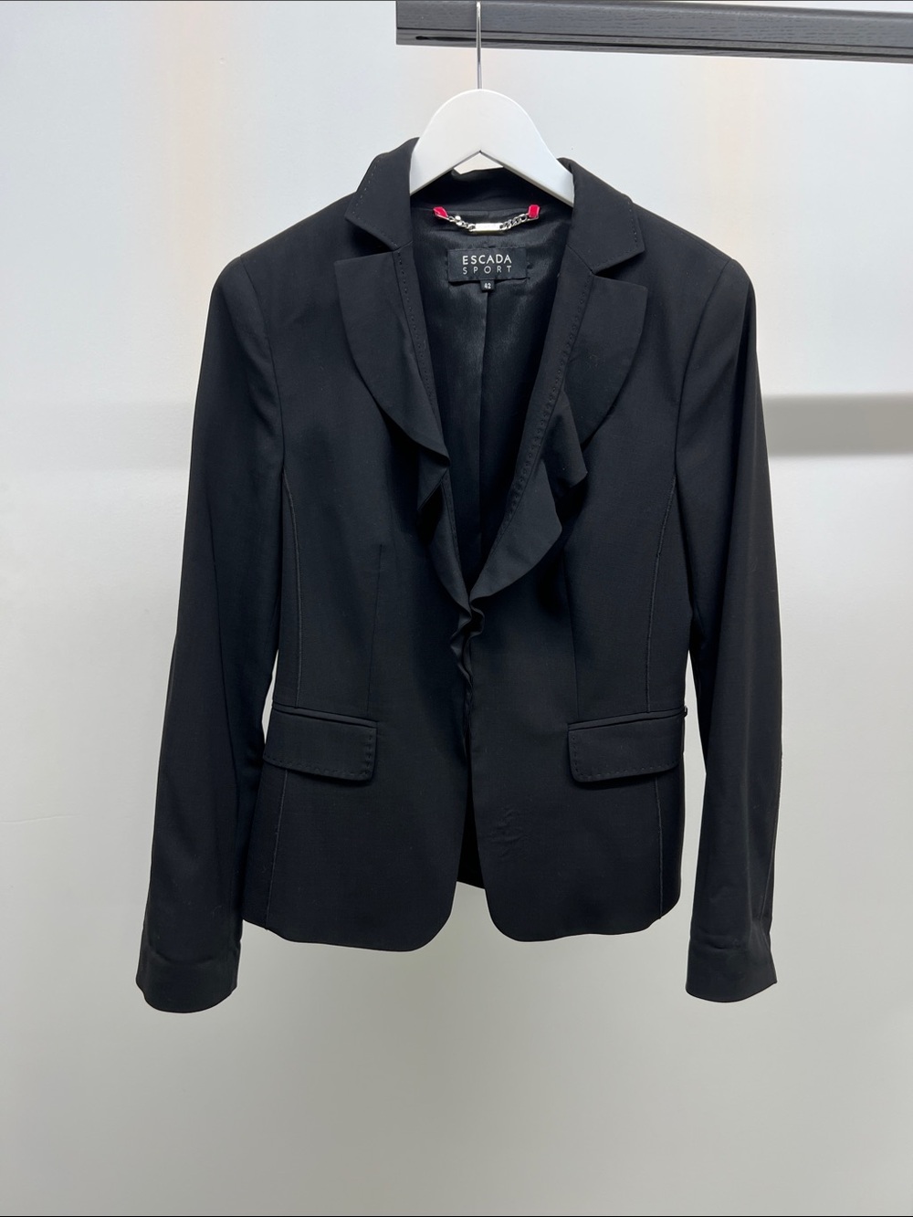 Escada Black Ruffle-Front Blazer